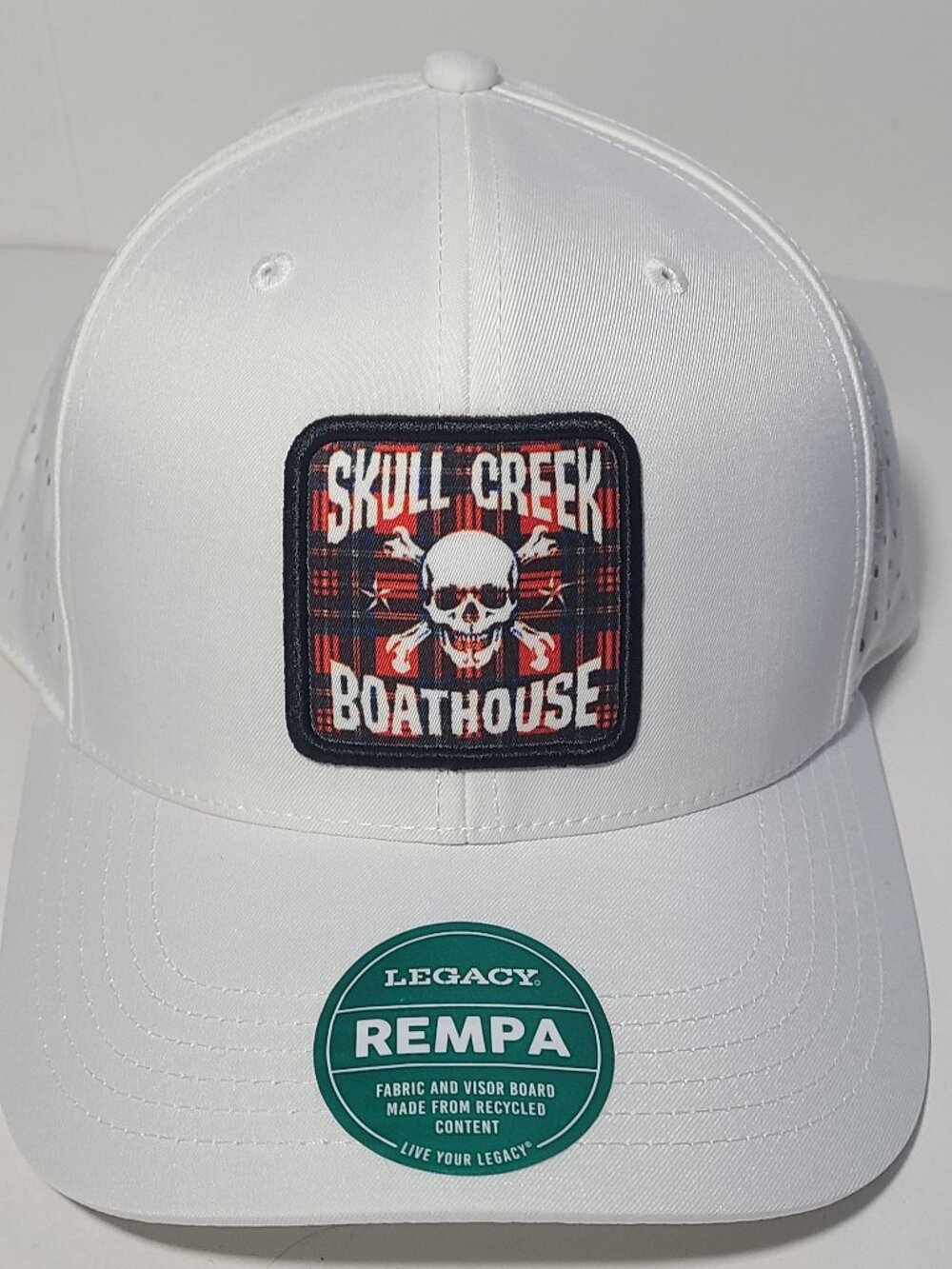Skull Creek Boathouse Legacy Adjustable White Patch Hat/Cap New